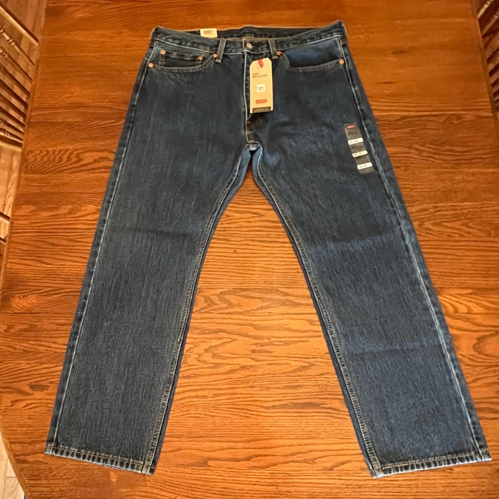 NWT Levi’s Mens 505 Regular Fit Medium Stonewash Non-Stretch Denim Jeans 36 x 29 - Picture 3 of 16